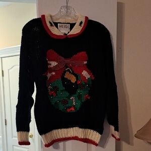 Black Holiday Sweater with Festive Design